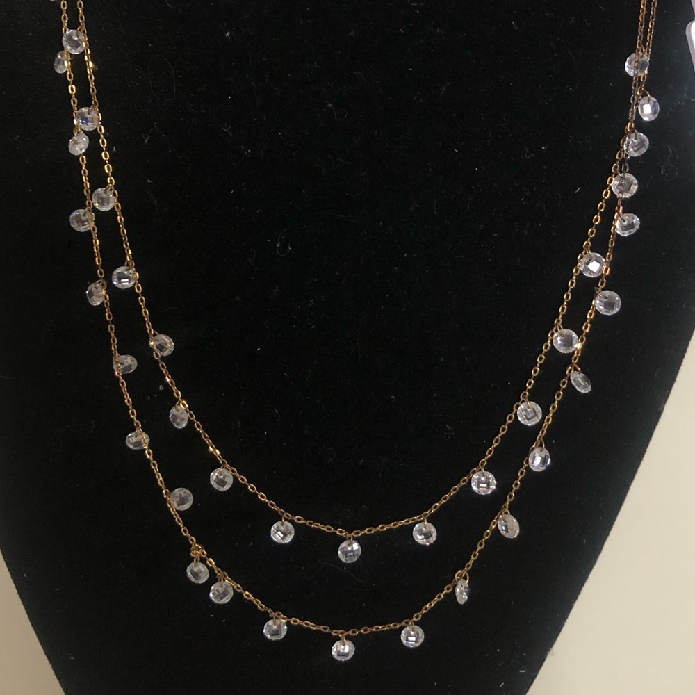 Elegant Gold Necklace with Clear Accents